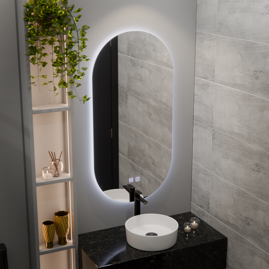 Oválne LED zrkadlo, 50x100cm, Velara Touch, Demister System, Stmievateľné