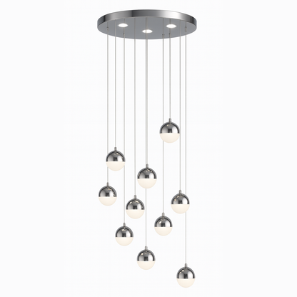Lustra LED suspendata cu telecomanda JEREMIAS 132W, 10 Elemente, lumina Rece/Calda/Neutra, Dimabila, Argintiu Lustre Moderne Default Title Alessandro Design