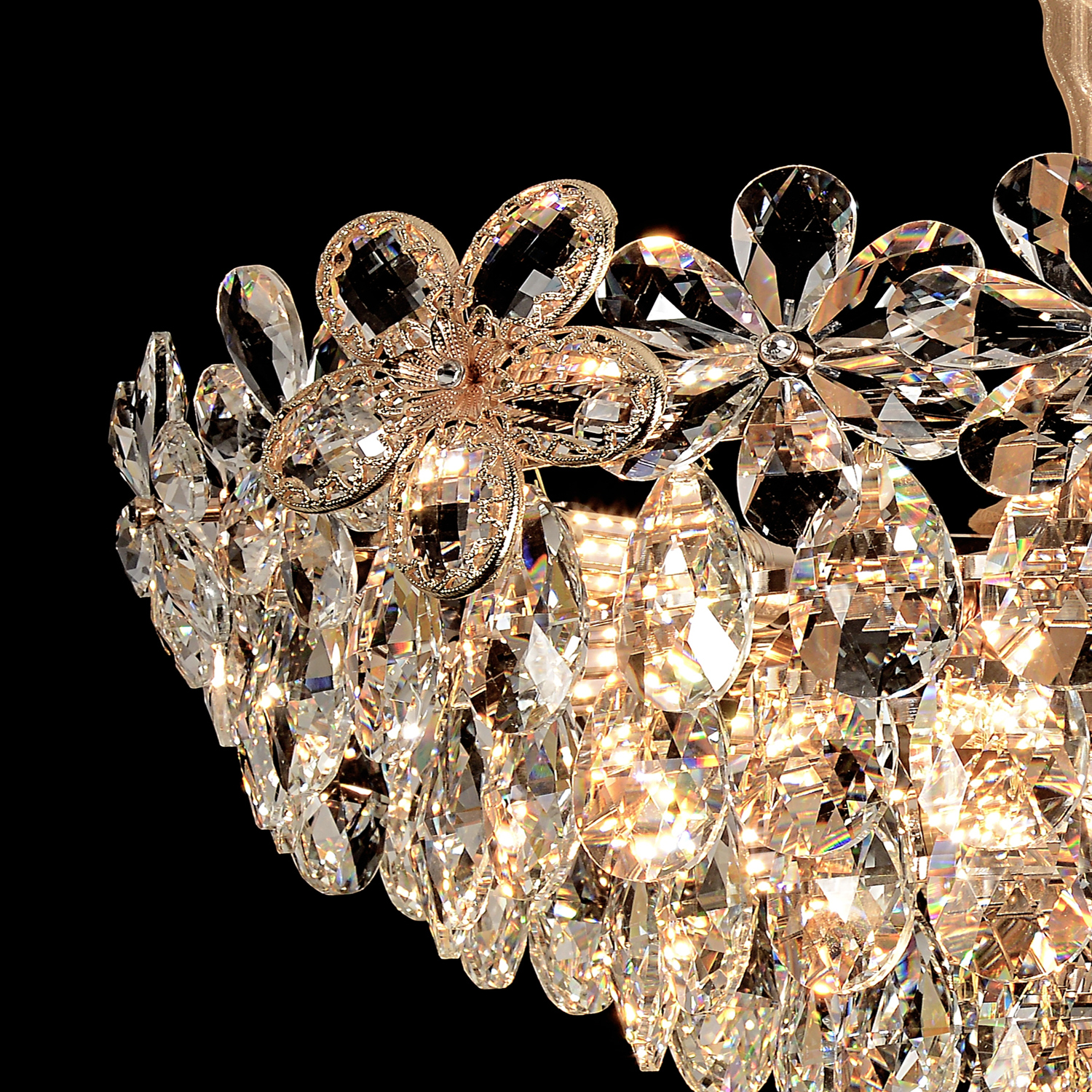 Candelabru Cristal, Eleganza 7xE14, Diametru 40cm, Auriu Lucios, Inaltime Reglabila, Metal si Cristal Candelabre Cristal Default Title Alessandro Design