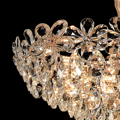 Candelabru Cristal, Eleganza 7xE14, Diametru 40cm, Auriu Lucios, Inaltime Reglabila, Metal si Cristal Candelabre Cristal Default Title Alessandro Design