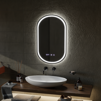 Oglinda LED Touch ONIRA Sistem Dezaburire, Ceas si Temperatura 50x80 cm Oglinzi Korman S Default Title Alessandro Design