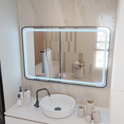 Obdĺžnikové LED zrkadlo 100x65cm EDGE Touch Demister System, čierny rám