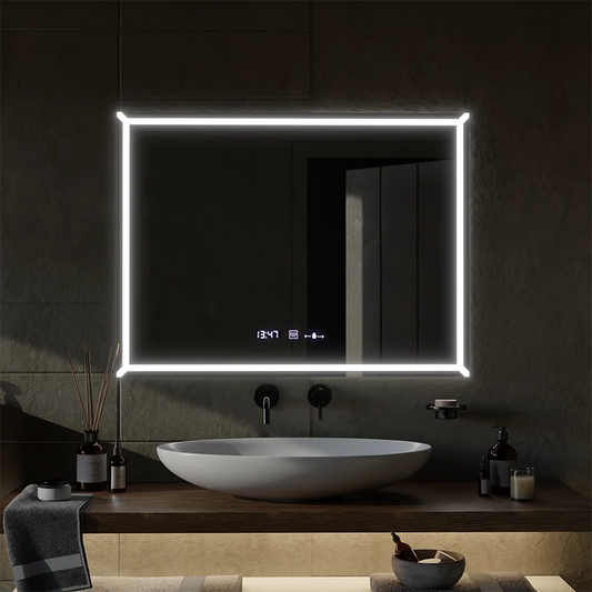 Obdĺžnikové LED zrkadlo, 80x60cm, VillayTouch Marcello, Demister System, Stmievateľné