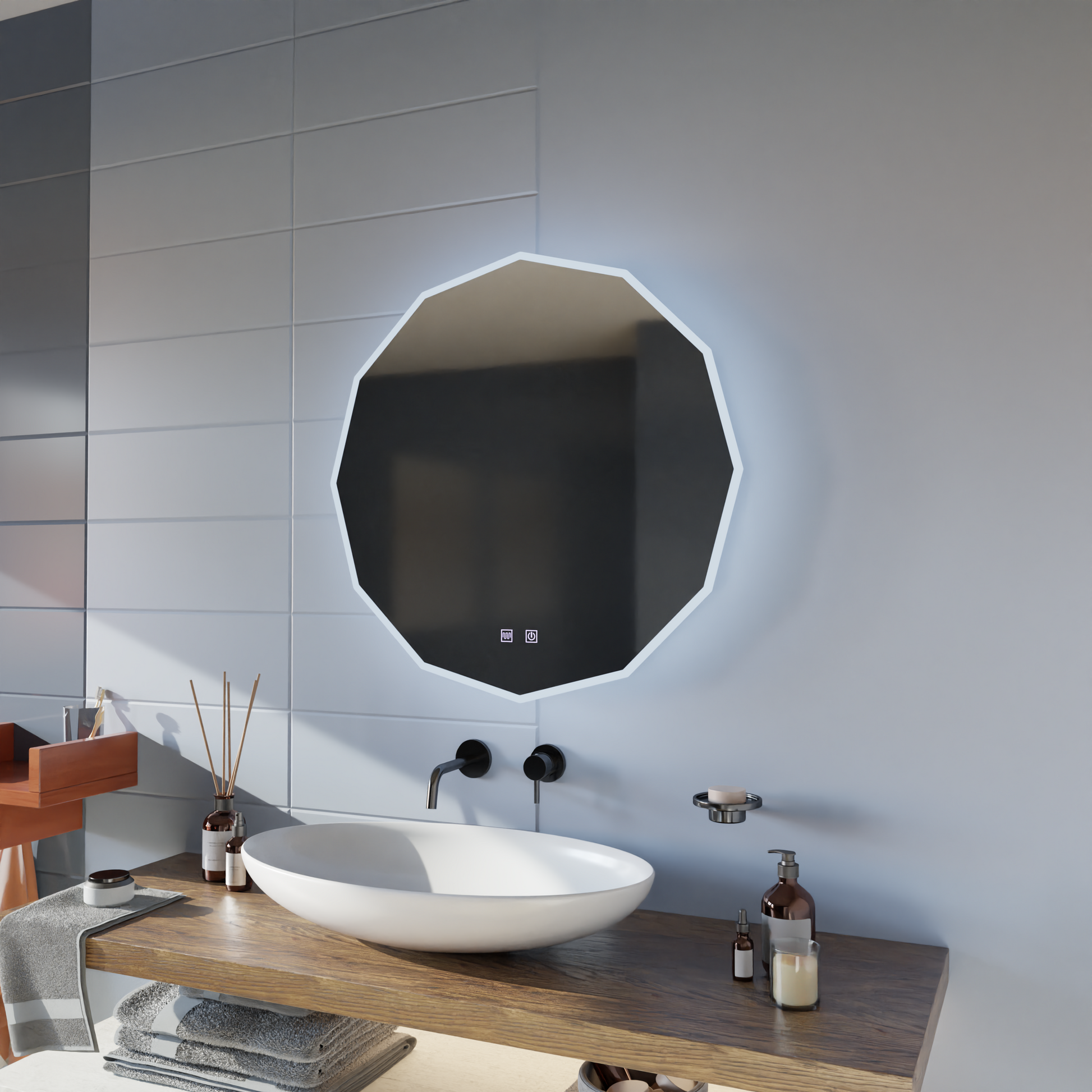 Oglinda LED Rotunda, 80cm, VIVO Touch, Sistem Dezaburire, Dimabila Oglinzi Korman E Default Title Alessandro Design