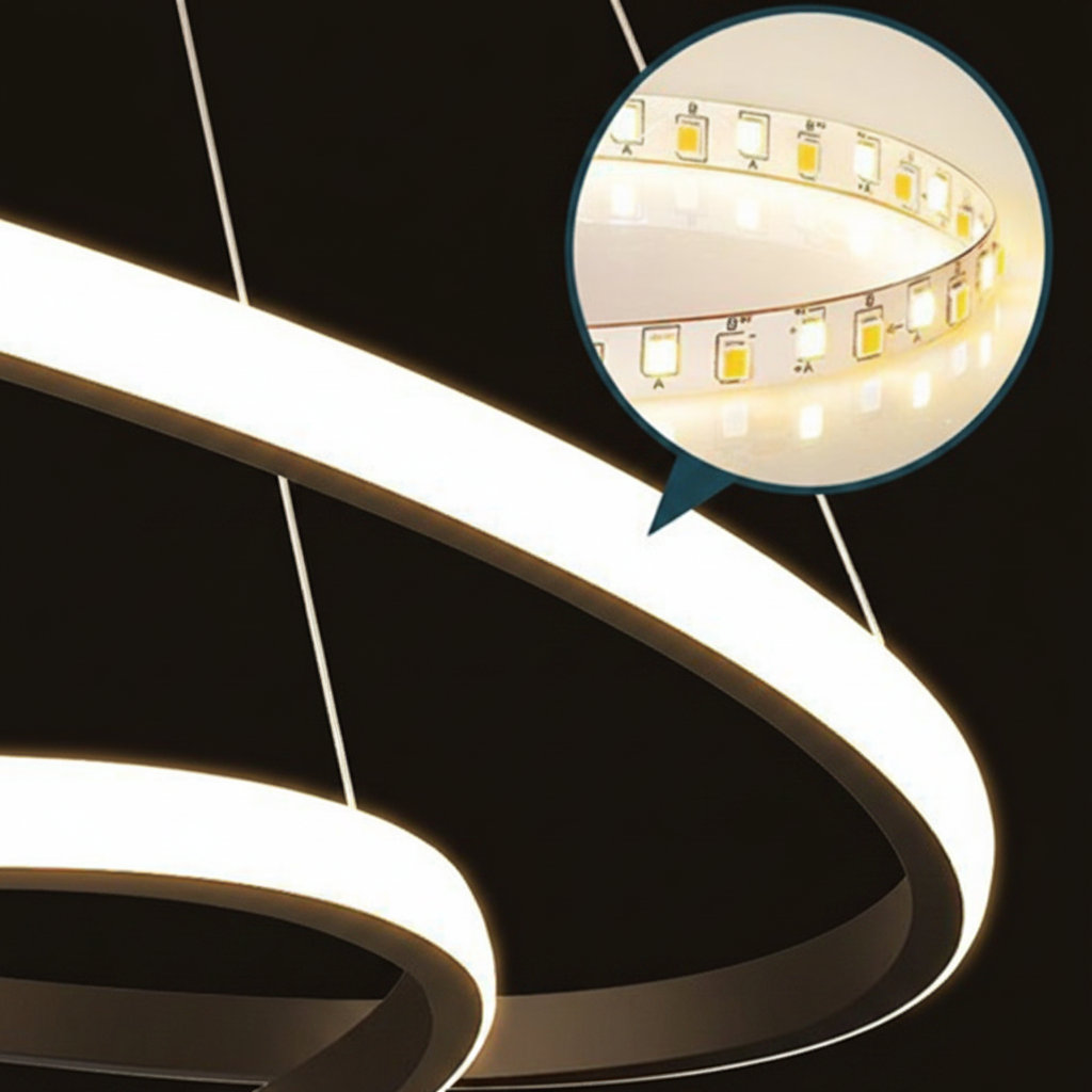 Lustra LED suspendata RICCI 25W, 2 Cercuri, lumina Rece/Calda/Neutra, Negru, Inaltime Reglabila Lustre Moderne Default Title Alessandro Design