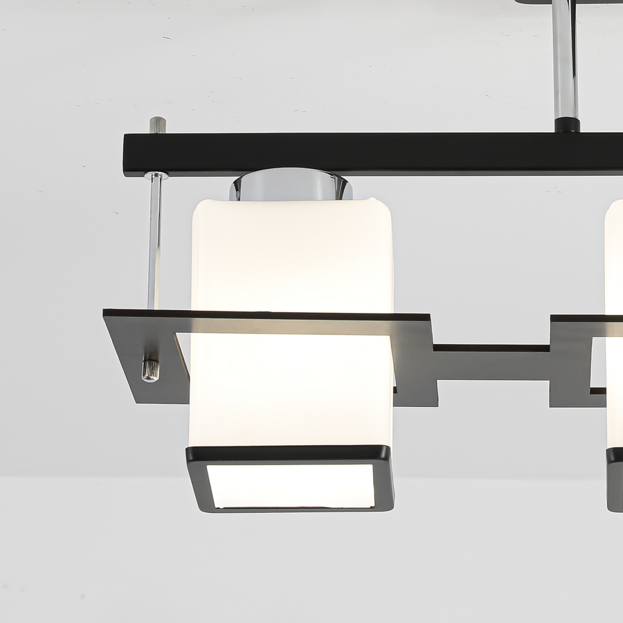 Lustra Clasica Aramis cu Lemn Abajur Patrat 3x E27 Gri Negru Lustre Clasice Default Title Alessandro Design