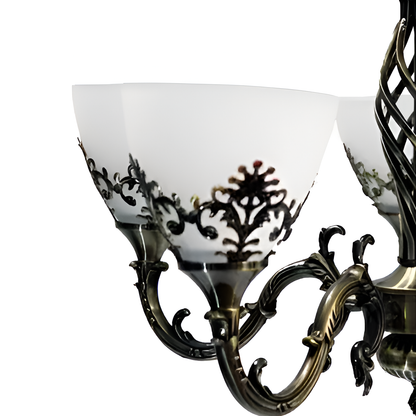 Rustikálny luster COTTAGE, 5XE27, starožitný bronz, kov a sklo Classic Candelabra Predvolený názov Alessandro Design