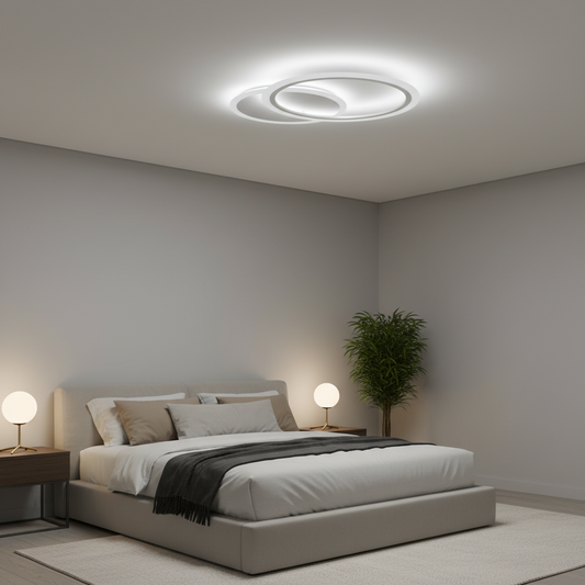 Lustra LED cu telecomanda LUCY 27W, 2 Cercuri, lumina Rece/Calda/Neutra, Dimabila, Alb Lustre LED cu Telecomanda Default Title Alessandro Design