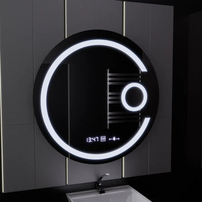 Oglinda LED Rotunda, 22W, 70cm, Visio MotionGlow Marcello, Sistem Dezaburire, Ceas & Termometru, Lupa Cosmetica, Dimabila Oglinzi Marcello Default Title Alessandro Design