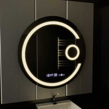 Oglinda LED Rotunda, 22W, 70cm, Visio MotionGlow Marcello, Sistem Dezaburire, Ceas & Termometru, Lupa Cosmetica, Dimabila Oglinzi Marcello Default Title Alessandro Design