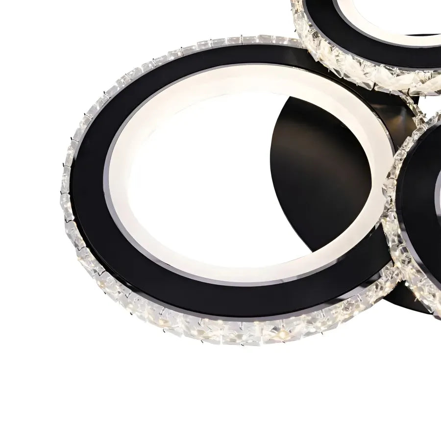 Lustra LED cu telecomanda si cristal NOVA ROTONDA RGB 68W, 4 Cercuri, lumina Rece/Calda/Neutra, Dimabila, Negru Lustre LED Cristal Default Title Alessandro Design