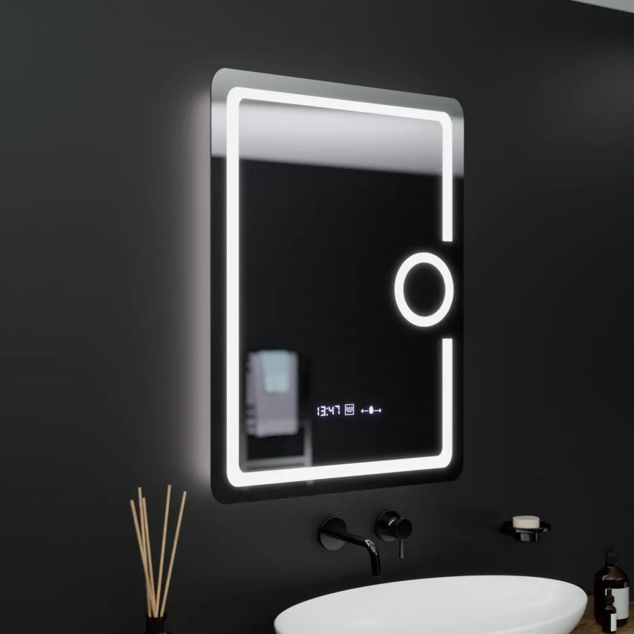 Oglinda LED Rectangulara, 60x80cm, Eclat MotionGlow Marcello, Ceas & Termometru, Sistem Dezaburire, Lupa Cosmetica, Dimabila Oglinzi Marcello Default Title Alessandro Design