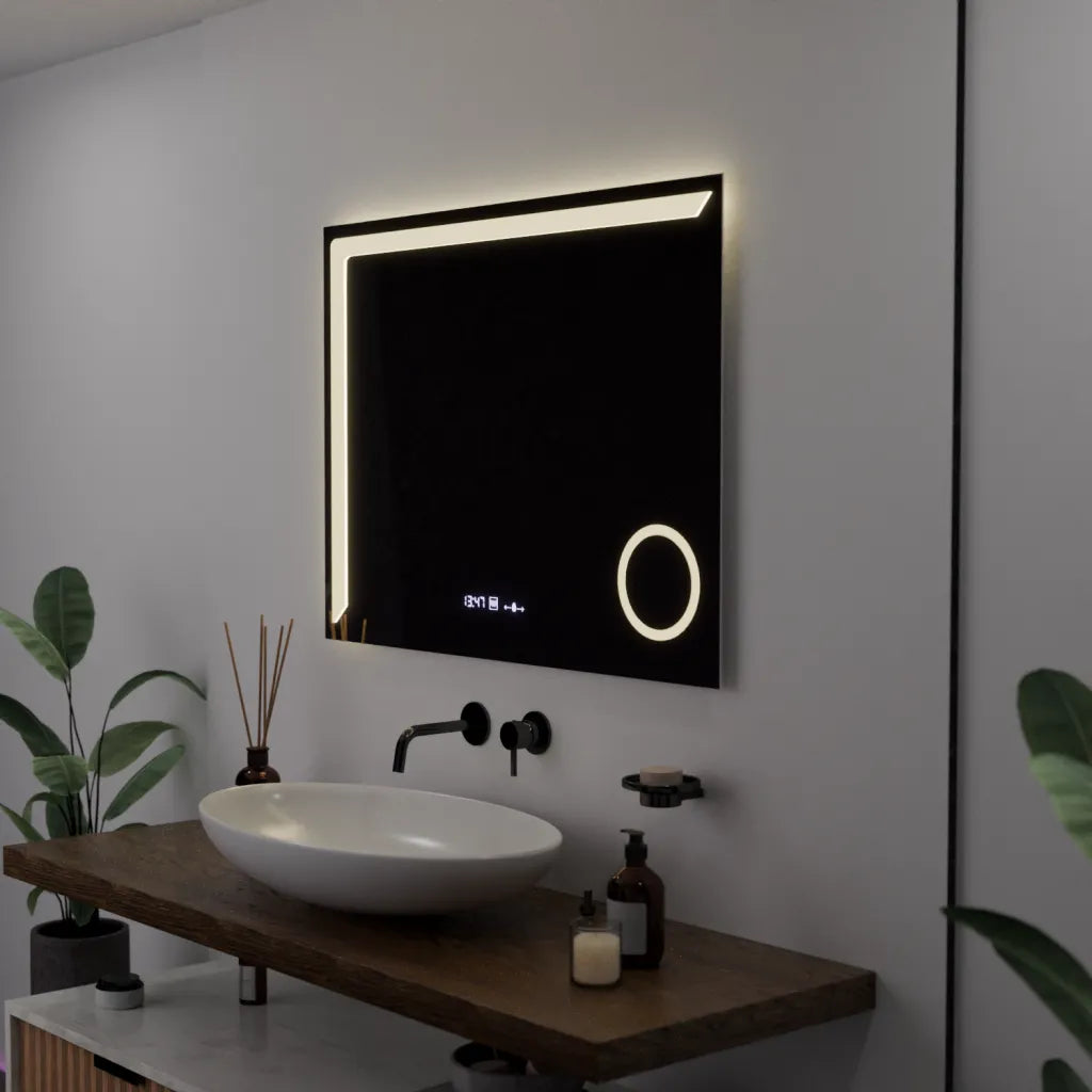 Oglinda LED Rectangulara, 80x60cm, Precision MotionGlow Marcello, Sistem Dezaburire, Ceas & Termometru, Lupa Cosmetica, Dimabila Oglinzi Marcello Default Title Alessandro Design