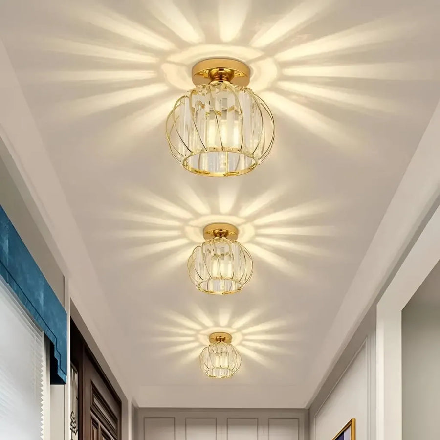 Lustra Monica, 1XE27, Auriu, D 16cm, Metal si Cristal Lustre Clasice Default Title Alessandro Design