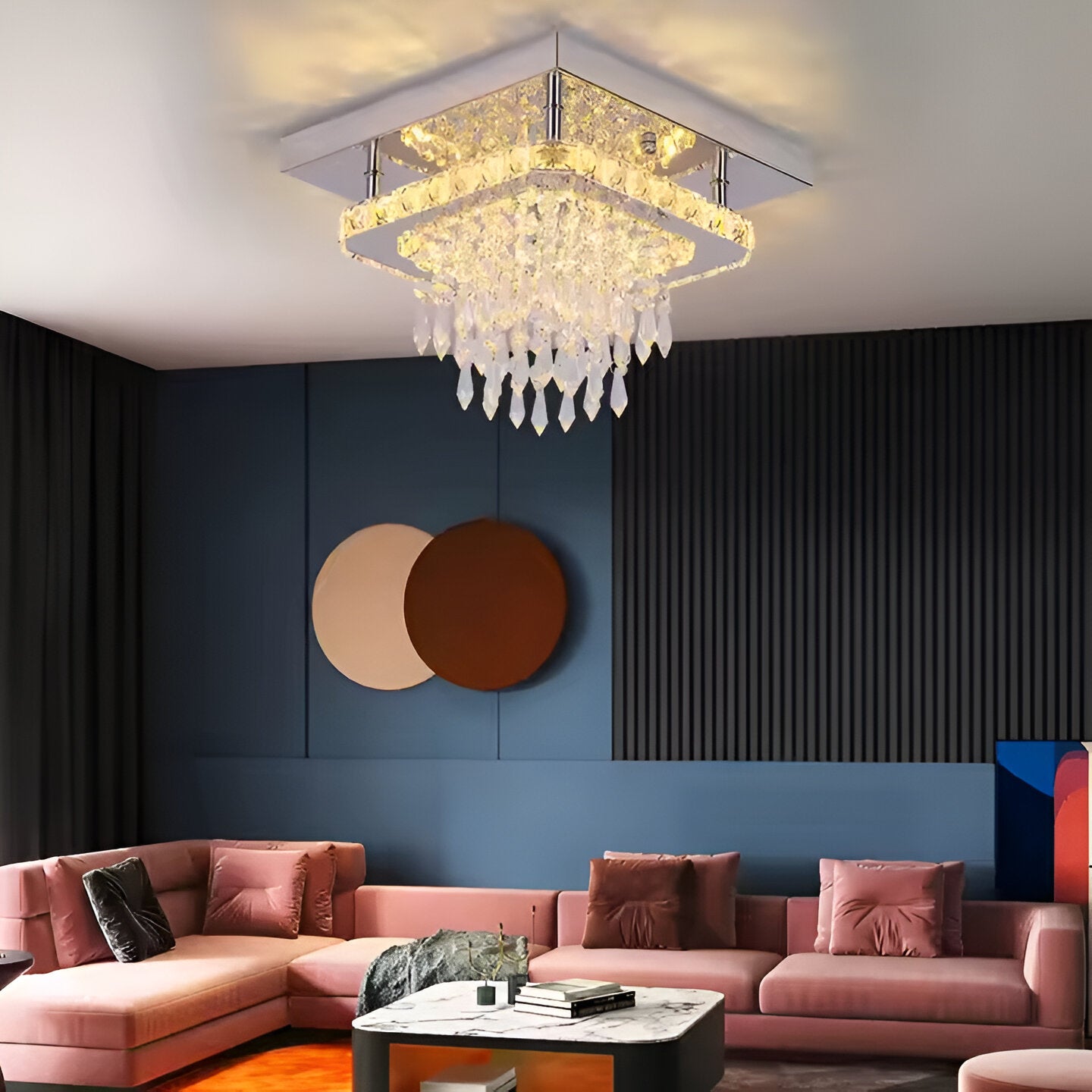 Candelabru LED Alberico Patrat, 17W, Lumina Rece/Calda/Neutra, Cristal, Crom Lucios Candelabre Moderne Default Title Alessandro Design