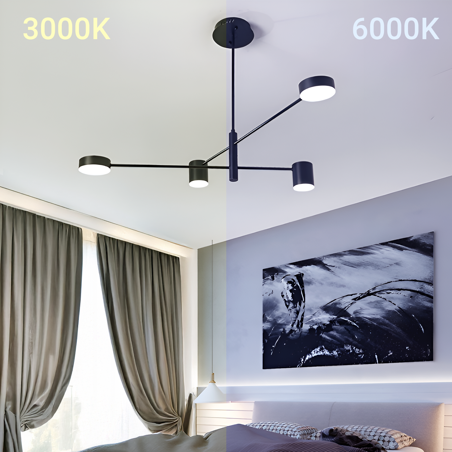 Lustra LED GALIOS 48W, 4 Elemente, lumina Rece/Calda/Neutra, Negru Lustre Moderne Default Title Alessandro Design