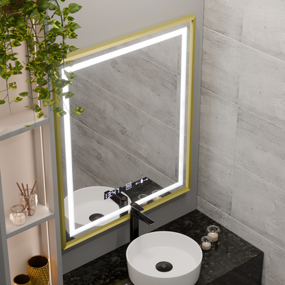 Oglinda LED Rectangulara, 75x90cm, Verite Royale Gold MotionGlow Marcello, Sistem Dezaburire, Ceas & Termometru, Dimabila Oglinzi Marcello Default Title Alessandro Design