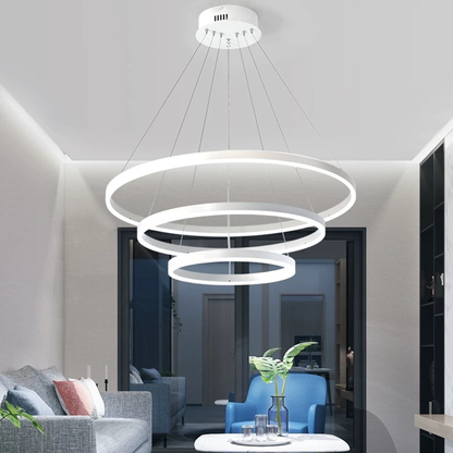 Závesný LED luster s diaľkovým ovládaním SERENA 85W, 60cm, 3 kruhy, studené/teplé/neutrálne svetlo, stmievateľné, biely, výškovo nastaviteľný LED luster s diaľkovým ovládaním Predvolený názov Alessandro Design