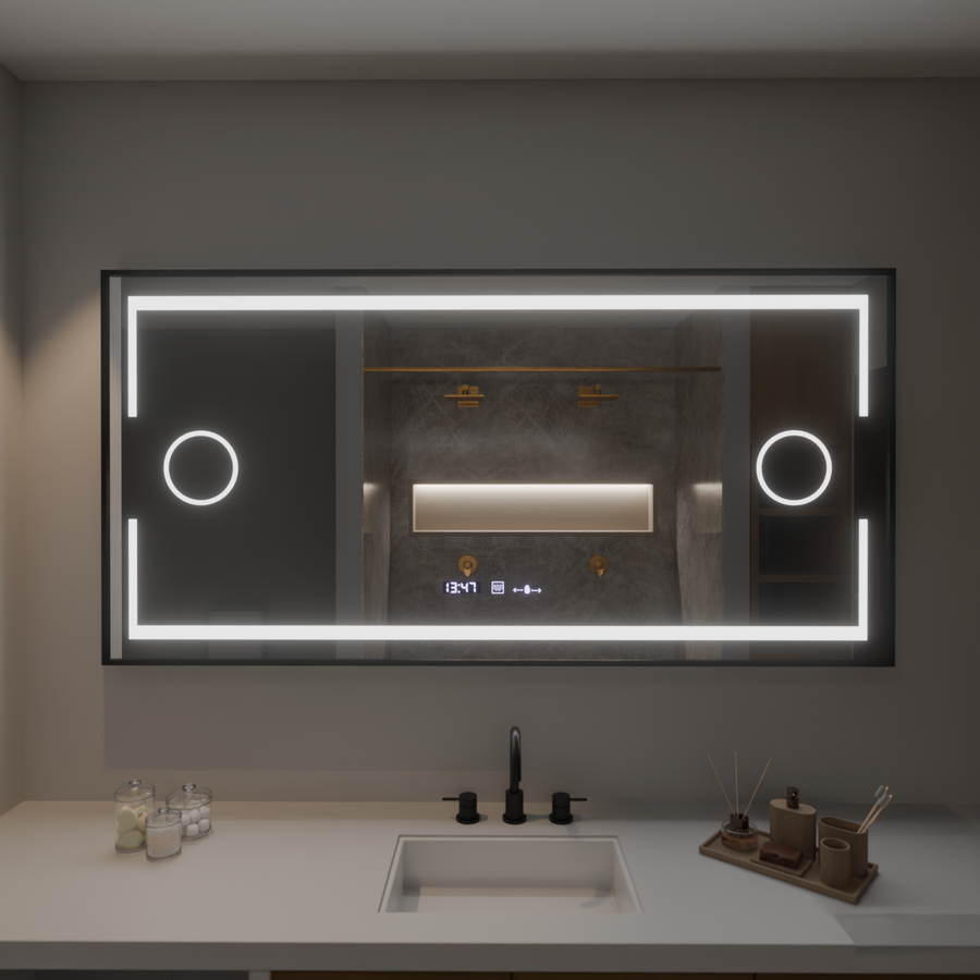 Oglinda LED Rectangulara, 160x80cm, Senzor MotionGlow Marcello, Sistem Dezaburire, Ceas & Termometru, Lupa Cosmetica, Dimabila Oglinzi Marcello Default Title Alessandro Design