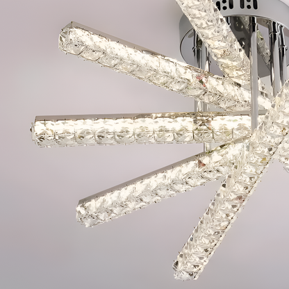 Lustra LED cu telecomanda LUELLA 79W 5 Elemente, Liniara, lumina Rece/Calda/Neutra, Dimabila, Argintiu Lustre LED Cristal Default Title Alessandro Design
