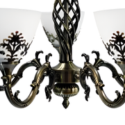 Rustikálny luster COTTAGE, 5XE27, starožitný bronz, kov a sklo Classic Candelabra Predvolený názov Alessandro Design