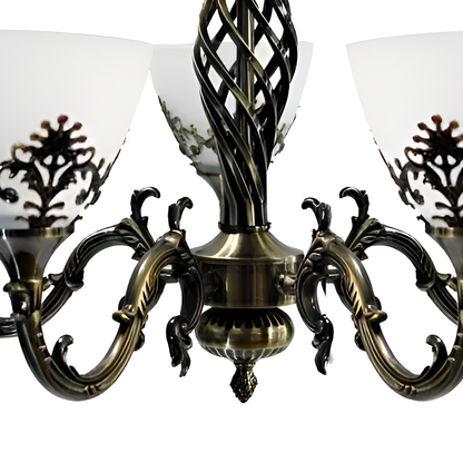 Rustikálny luster COTTAGE, 5XE27, starožitný bronz, kov a sklo Classic Candelabra Predvolený názov Alessandro Design