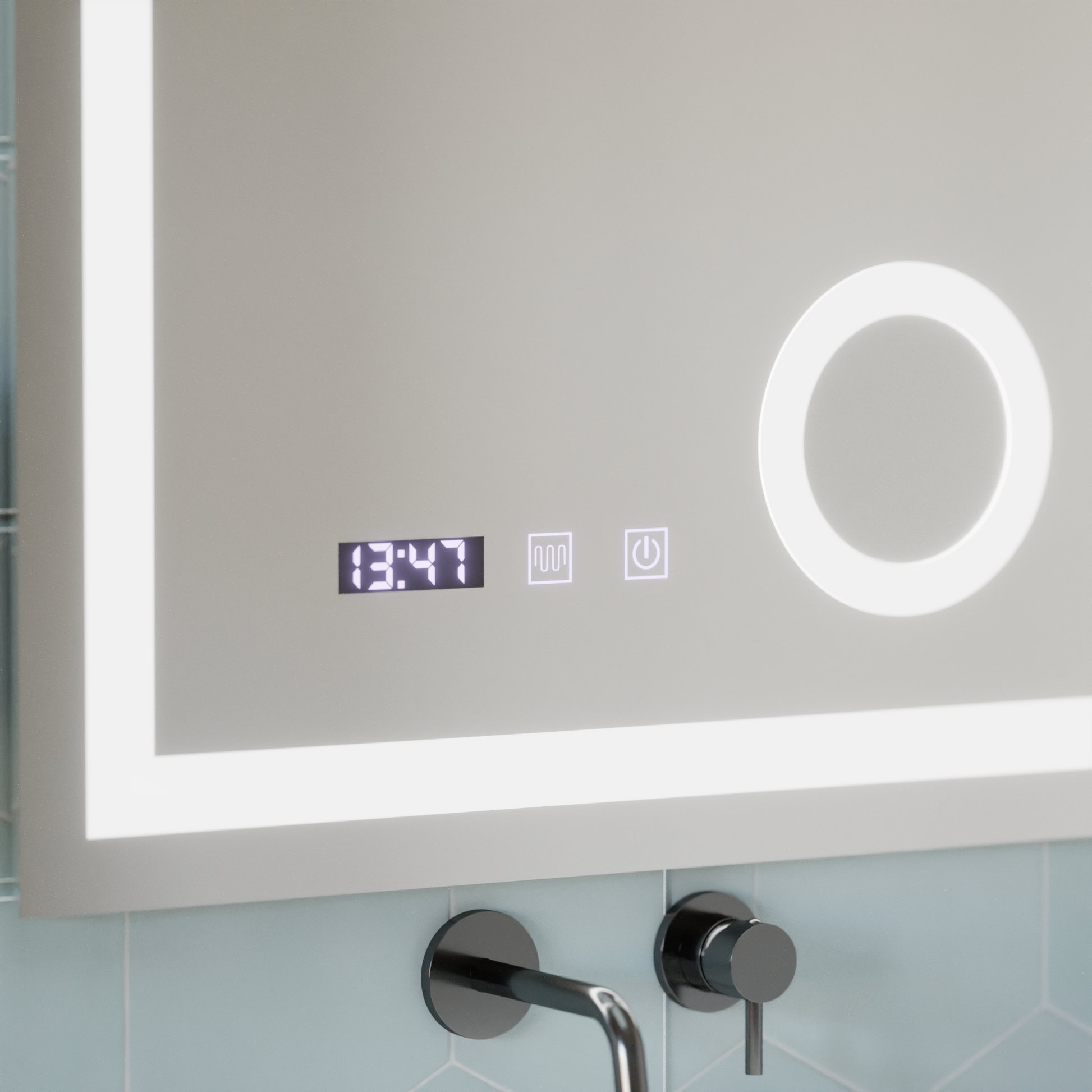 Oglinda LED Touch NIVERA Sistem Dezaburire, Ceas si Temperatura 60x80 cm Lupa Cosmetica Oglinzi Korman S Default Title Alessandro Design