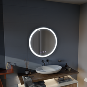 Oglinda LED Touch NOVARA Sistem Dezaburire, Ceas si Temperatura 50 cm Rama Negru Brushed Oglinzi Korman S Default Title Alessandro Design