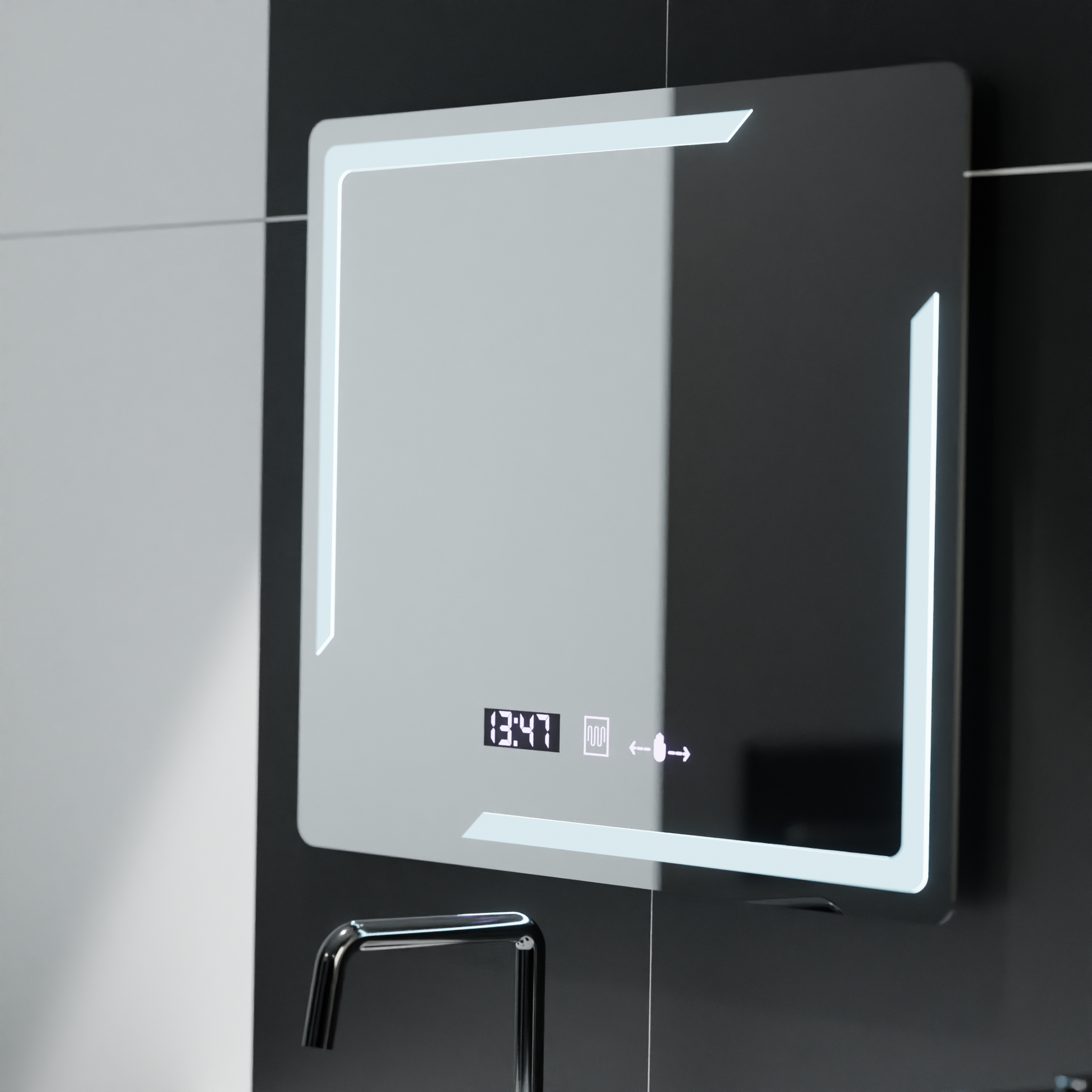 Oglinda LED Rectangulara, 80x60cm, Rayonnement MotionGlow Marcello, Sistem Dezaburire, Ceas & Termometru, Dimabila Oglinzi Marcello Default Title Alessandro Design