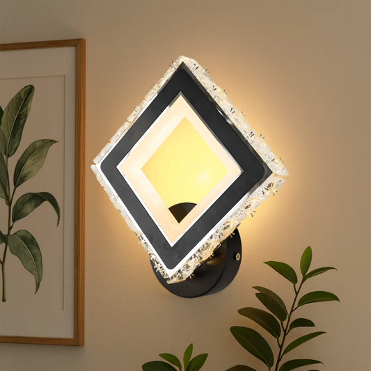 Aplica LED TERRANO cu Cristale, Patrat, 24W, Lumina Rece/Calda/Neutra, Negru & Inox Aplice de Interior Default Title Alessandro Design