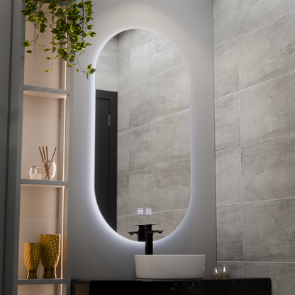 Oválne LED zrkadlo, 50x100cm, Velara Touch, Demister System, Stmievateľné