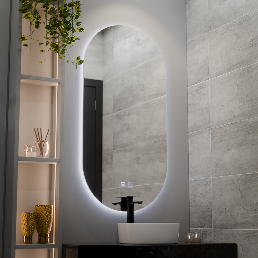 Oválne LED zrkadlo, 50x100cm, Velara Touch, Demister System, Stmievateľné