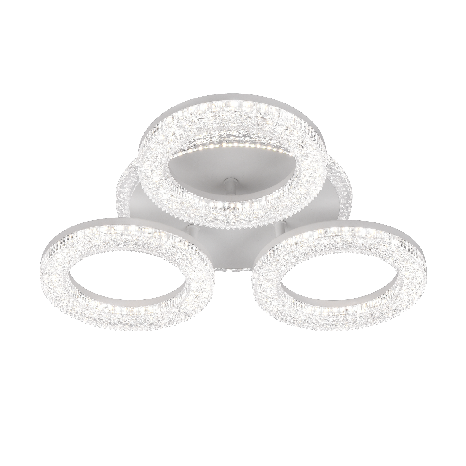 Lustră LED FREJA cu Telecomandă, 50W, 3000K/4000K/6000K, Dimabil, Alb, Cristale, 3 Cercuri Lustre LED cu Telecomanda Default Title Alessandro Design