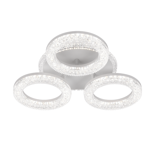 Lustră LED FREJA cu Telecomandă, 50W, 3000K/4000K/6000K, Dimabil, Alb, Cristale, 3 Cercuri Lustre LED cu Telecomanda Default Title Alessandro Design