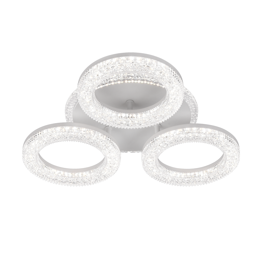 Lustră LED FREJA cu Telecomandă, 50W, 3000K/4000K/6000K, Dimabil, Alb, Cristale, 3 Cercuri Lustre LED cu Telecomanda Default Title Alessandro Design