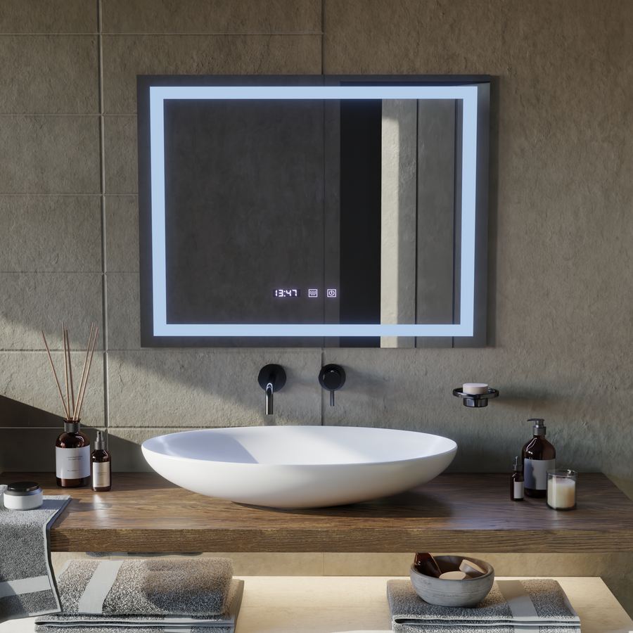Oglinda LED Touch MODENA Sistem Dezaburire, Ceas si Temperatura 80x60 cm Oglinzi Korman S Default Title Alessandro Design