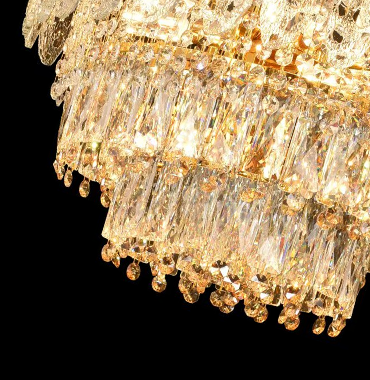 Candelabru Cristal MAJESTIC Eleganza 9x E14, Diametru 50cm, Auriu Lucios, Inaltime Reglabila Candelabre Cristal Default Title Alessandro Design