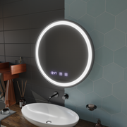 Oglinda LED Touch NOVARA Sistem Dezaburire, Ceas si Temperatura 80 cm Rama Negru Brushed Oglinzi Korman S Default Title Alessandro Design