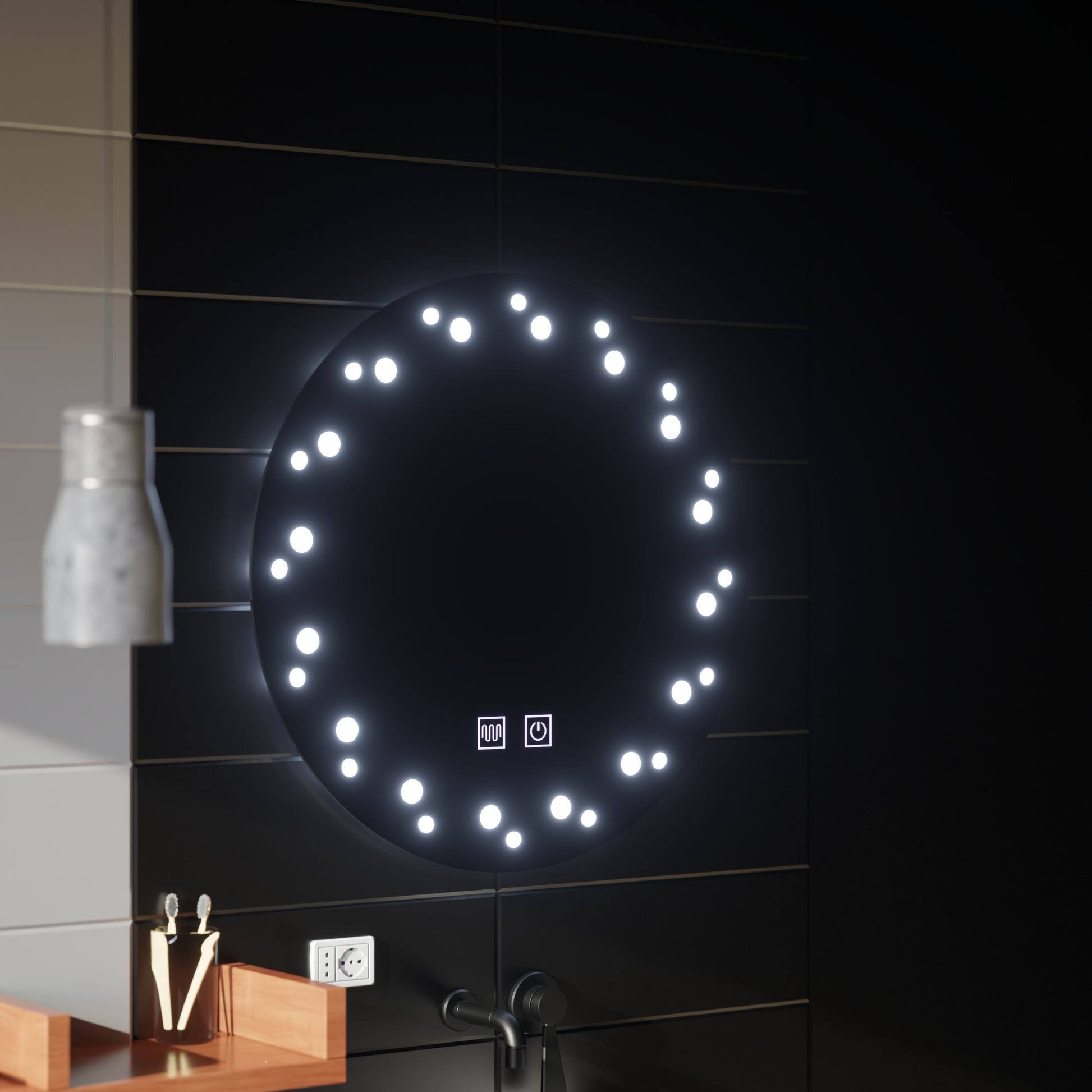 Oglinda LED Touch Ivory, Sistem Dezaburire, Diametru 60cm, Lumina Rece 6000K Oglinzi Korman E Default Title Alessandro Design