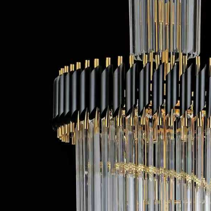 Candelabru Cristal CC900/600X1800, 27xE14, Diametru 60cm, Inaltime 180cm, Auriu Lucios si Negru, Inaltime Reglabila, Design Elegant Candelabre Cristal Default Title Alessandro Design