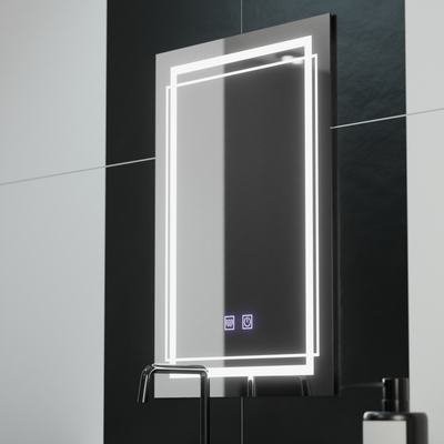 Obdĺžnikové LED zrkadlo, 60x80cm, KOVEN Touch, Demister System, Stmievateľné