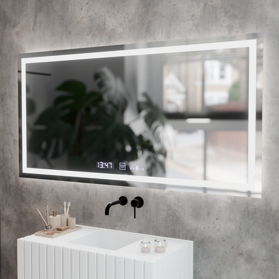 Oglinda LED Rectangulara, 120x60cm, Verite MotionGlow Marcello, Sistem Dezaburire, Ceas & Termometru, Dimabila Oglinzi Marcello Default Title Alessandro Design