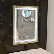 Oglinda LED Touch Bruno Sistem Dezaburire, Ceas si Temperatura 60x80 cm Rama Auriu Brushed, S84/60X80 Oglinzi Korman S Default Title Alessandro Design