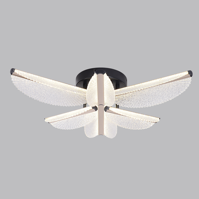 LED luster s diaľkovým ovládaním TULLIO 67W, 6 okvetných lístkov, studené/teplé/neutrálne svetlo, stmievateľné, čierny