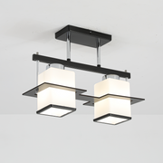 Lustra Clasica Aramis cu Lemn Abajur Patrat 2X E27 Gri Negru Lustre Clasice Default Title Alessandro Design