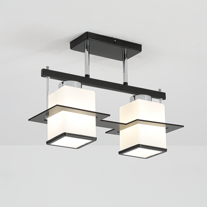 Lustra Clasica Aramis cu Lemn Abajur Patrat 2X E27 Gri Negru Lustre Clasice Default Title Alessandro Design