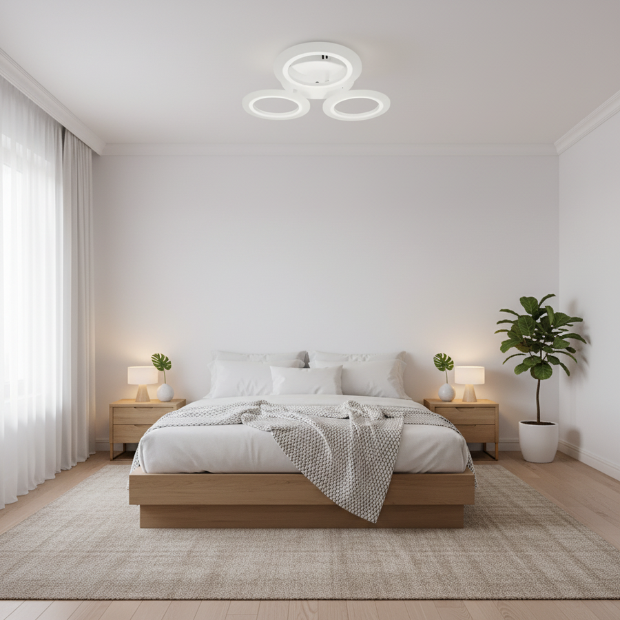 VEĽKÝ 27W LED luster, 3 kruhy, neutrálne svetlo, biely