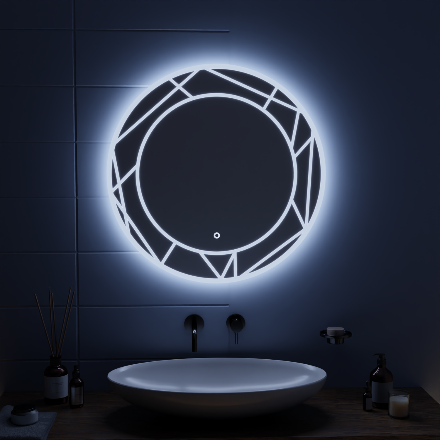 Oglinda LED Touch ASTRIX, 60cm, 6000K, Dimabila, Sistem Dezaburire Oglinzi Korman E Default Title Alessandro Design