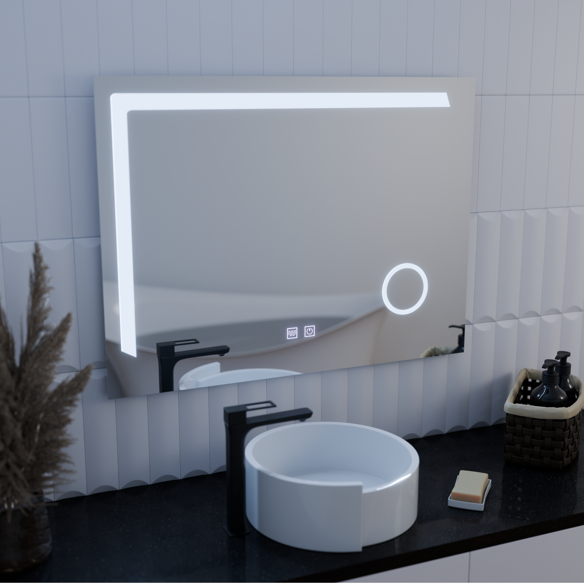 Oglinda LED Rectangulara, 80x60cm, Linea Touch, Sistem Dezaburire, Dimabila Oglinzi Korman E Default Title Alessandro Design