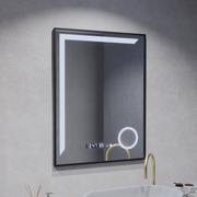 Oglinda LED Senzor MotionGlow Francesca 60x80 cm Lumina Calda/Rece/Neutra Dimabila Rama Negru Brushed Sistem Dezaburire Termometru Ceas Colectia Marcello Funghi Oglinzi Marcello Default Title Alessandro Design